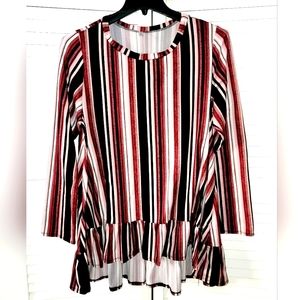 Sunday Morning Women 2XL Knit Pullover Long Sleeves Babydoll Stripe Casual Top